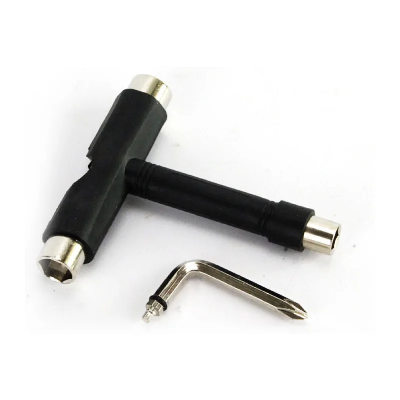 Black Muti-Skate T Tool Skateboard Longboard Metal All In One Tool Wrench Pattini A Rotelle T
