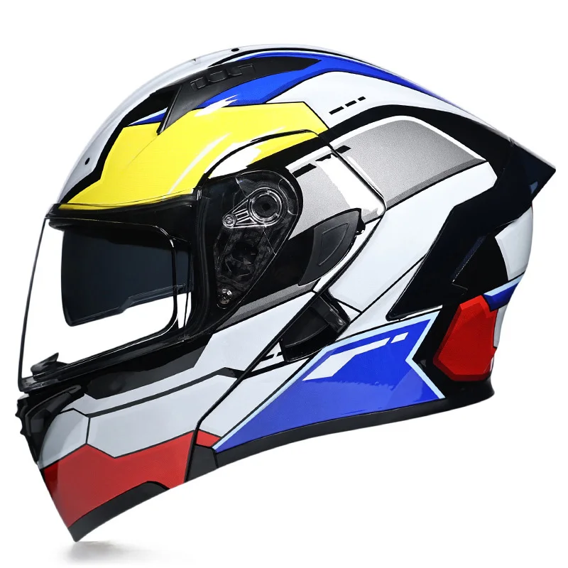 Caschi Moto Vintage Dot Approvato Flip Up Casco Motocross Con Doppia Visiera Casco Integrale Modulare Uomo Cascos Para Motos
