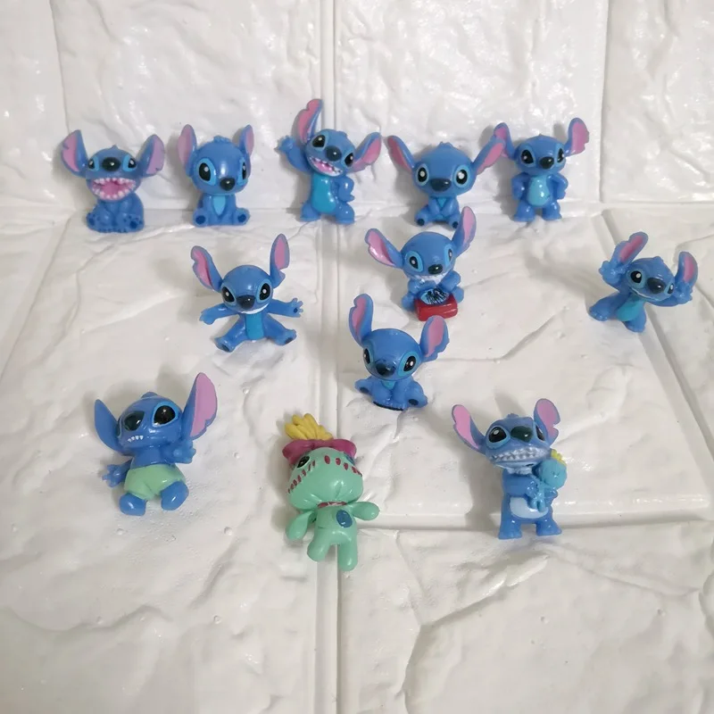 3Cm 12 Pezzi Action Toy Figures Lilo Stitch Doll Mini Stitch Figure Micro Landscape Doll Decor Giocattoli Kawaii Regali Di Natale
