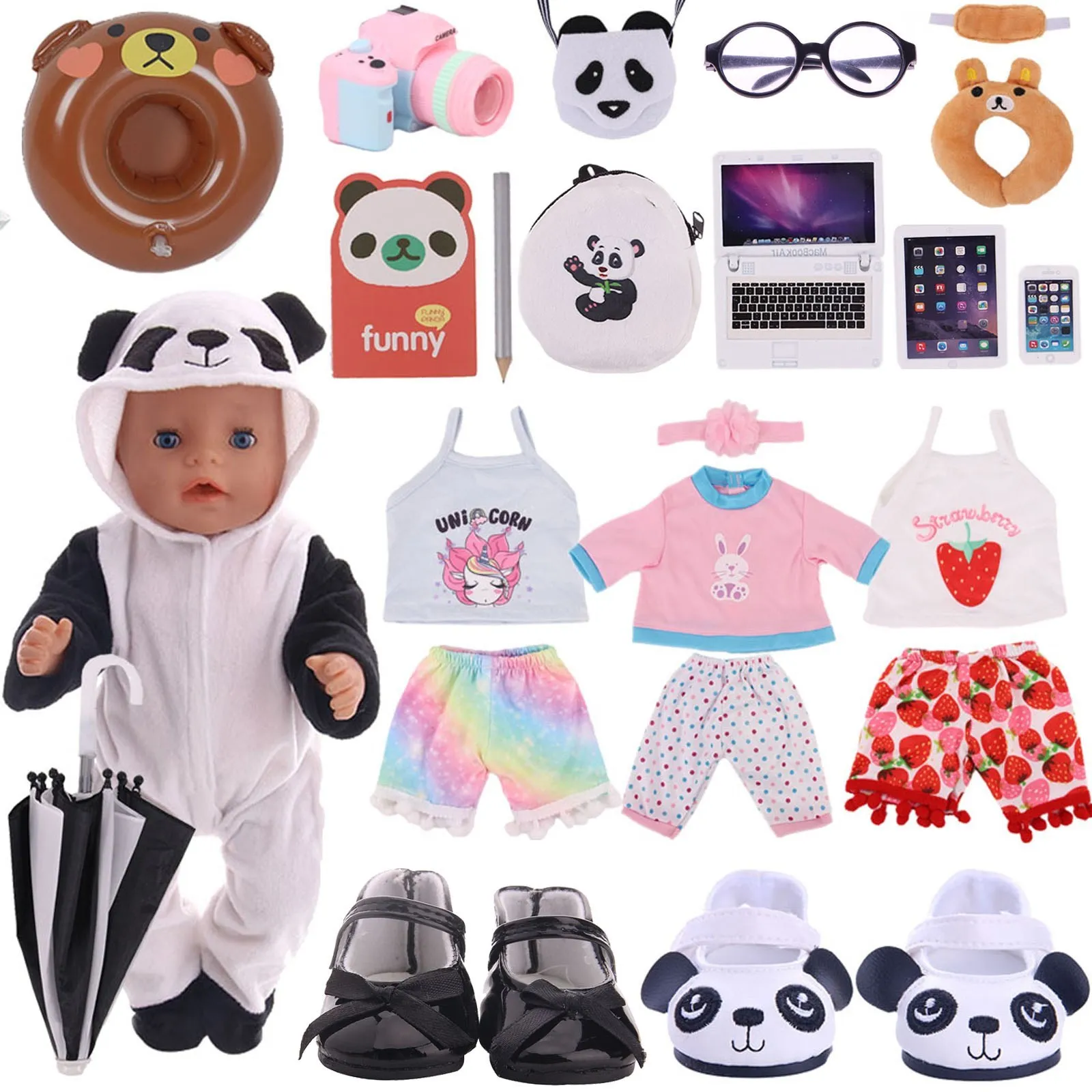 Vestiti Per Bambole Scarpe Unicorno Panda Elsa Dress Per 18 Pollici American Of Girl' & 43Cm Baby New Born Doll Per & 38Cm Nenuco Ropa Y Toy
