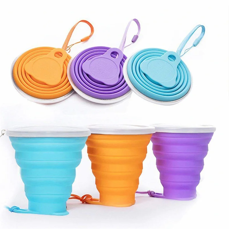 Tazze Pieghevoli 200/270Ml Bpa Free Food Grade Water Cup Travel Silicone Retrattile Colorato Portatile Outdoor Coffee Handcup