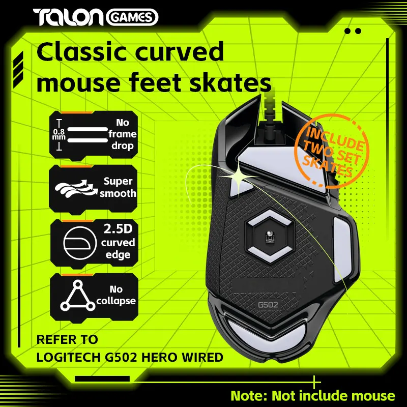 2 Set Talongames Mouse Feet Grigio Chiaro Custom Curvi Edge Mouse Skates Per Logitech G502 Hero Wired Mouse Feet Sostituzione