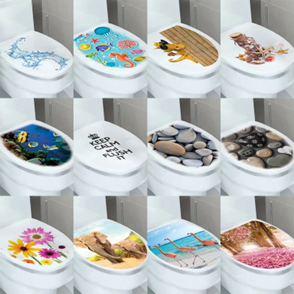 1Pc Sticker Wc Piedistallo Pan Cover Sgabello Wc Comò Home Decor Bagno 3D Stampato Vista Floreale 32*39Cm