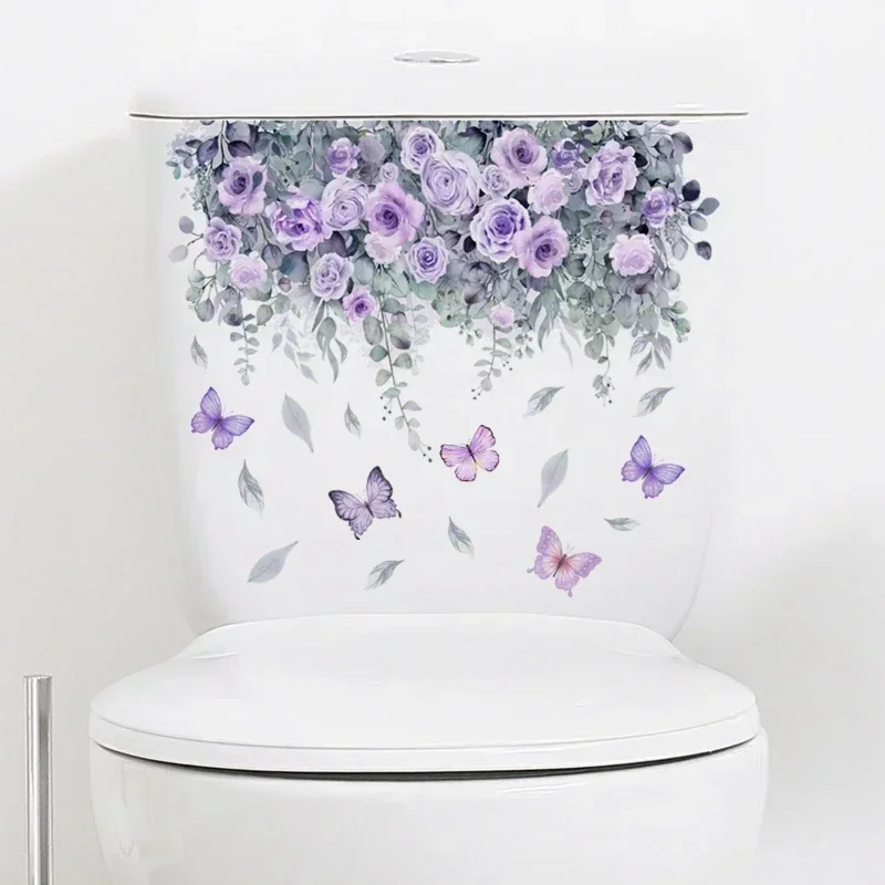 Green Plant Leaves Toilet Sticker Wc Adesivi Murali Autoadesivi Bagno Wall Sticker Fiore Decorazione Della Casa Decalcomanie