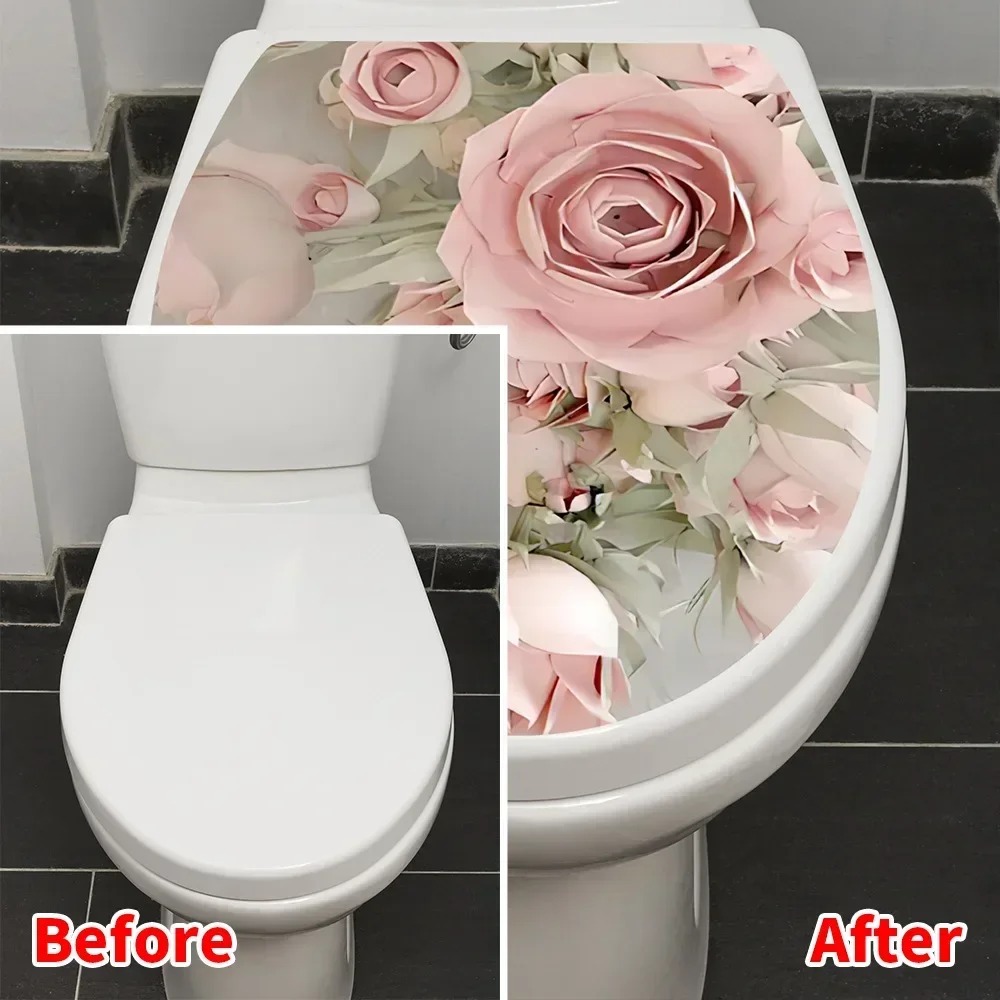 Decorazioni Per La Casa Decorazione Del Bagno 3D Stampato Vista Floreale Decalcomanie Wc Piedistallo Pan Cover Sticker Sgabello Wc Comò Sticker