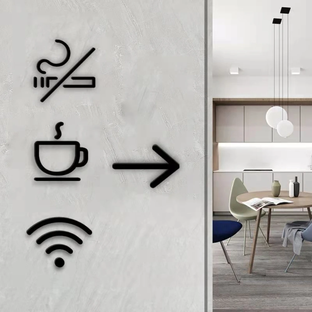 Modern Acrilico Toilet Wi-Fi Tool Sign Camera No Smoking Sala Da Pranzo Wc Symbol Wall Plate Personalizza Logo Per Hotel Per Uffici Pubblici