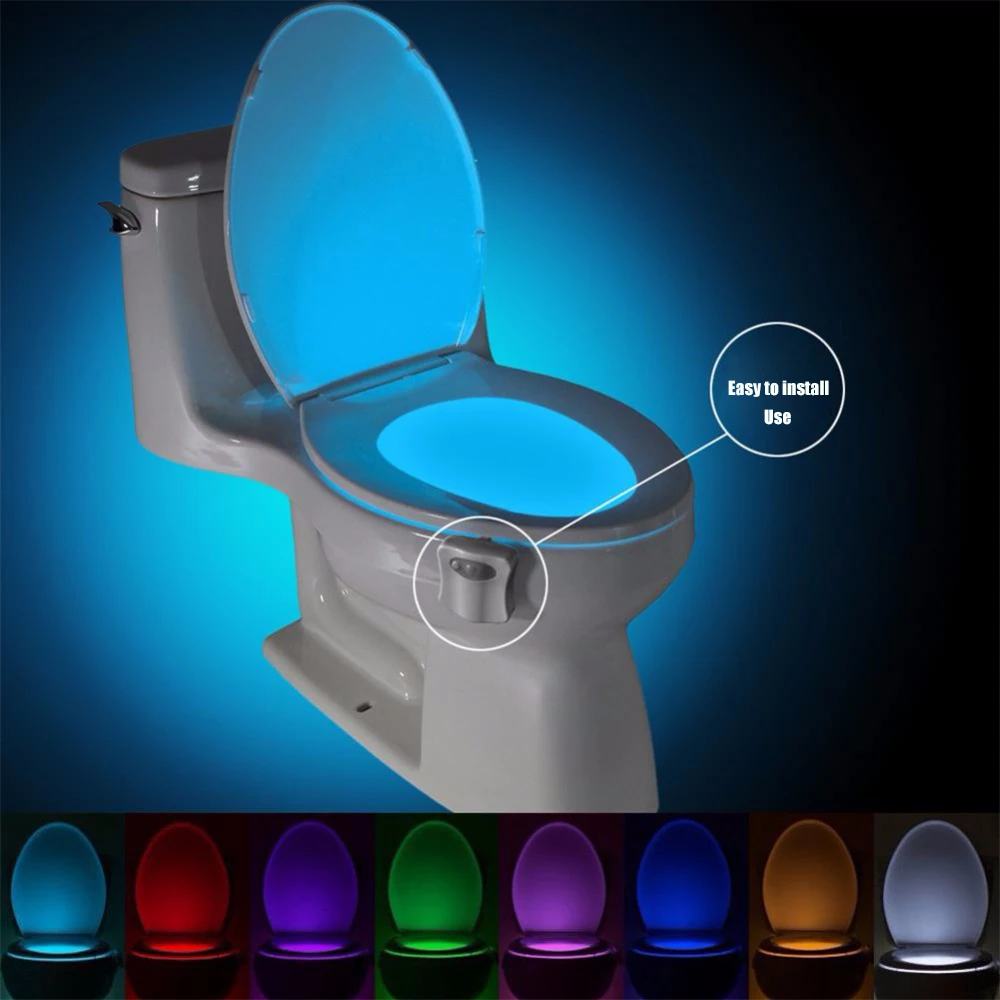 Smart Pir Motion Sensor Sedile Del Water Luce Notturna 8 Colori Retroilluminazione Impermeabile Per Water Led Luminaria Lamp Wc Toilet Light