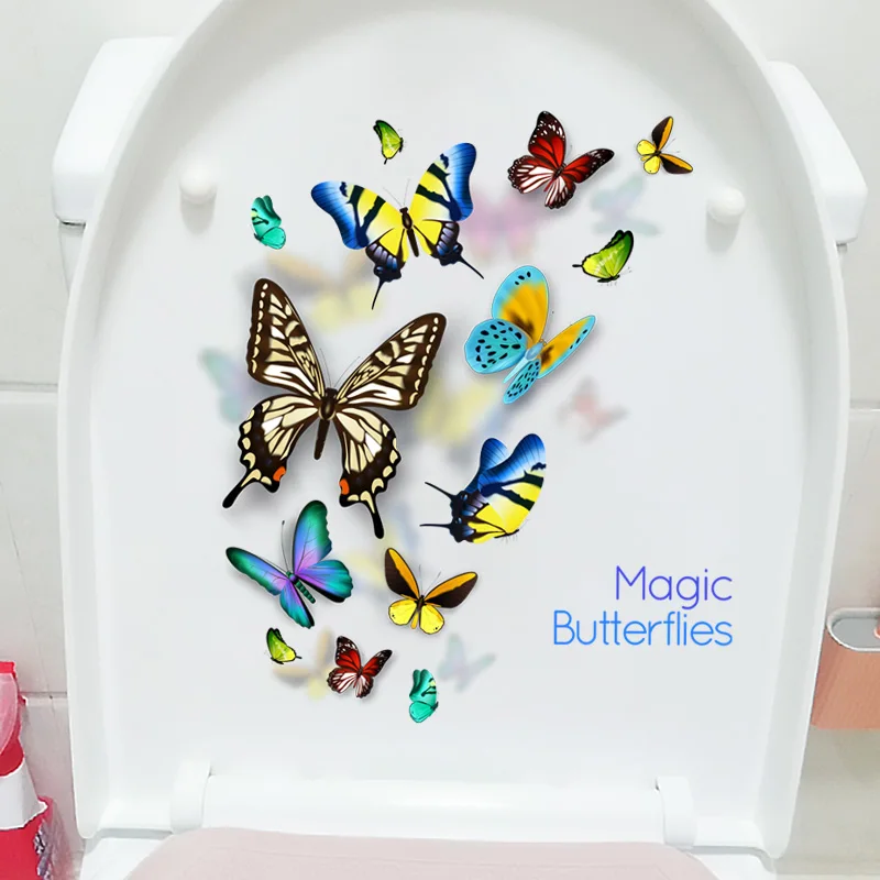 M493 Symphony Butterfly Toilet Sticker Bagno Toilet Cover Sticker Adesivi Murali Wc Per La Decorazione Domestica