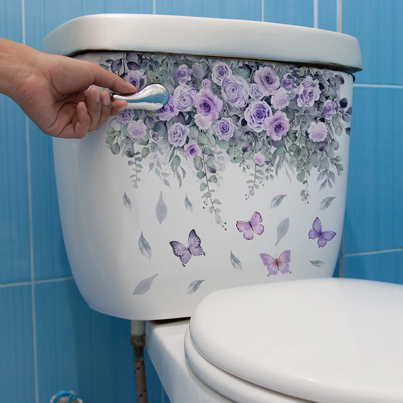 Green Plant Leaves Wall Sticker Bagno Toilet Sticker Wc Autoadesivo Murale Abbellire Fiore Decorazione Della Casa Decalcomanie