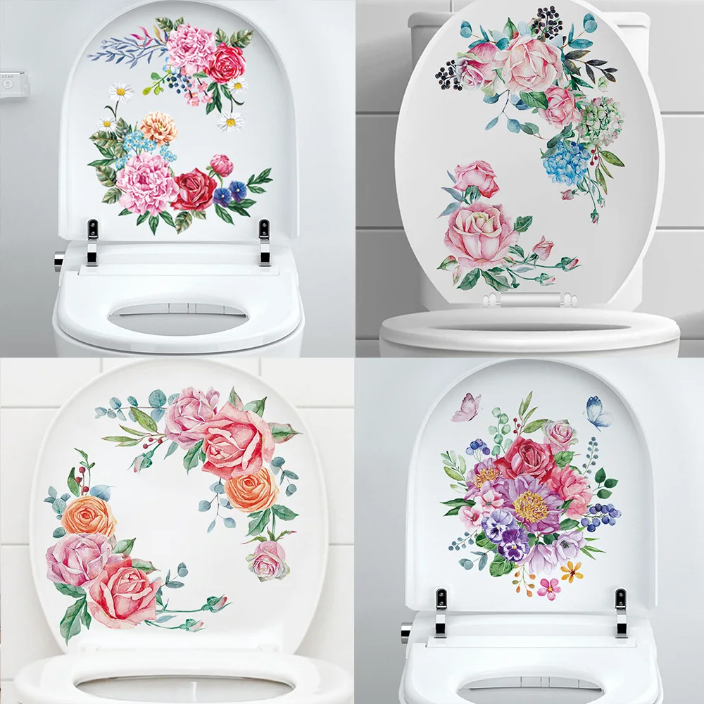 New Flower Butterfly Green Leaf Wall Decal Soggiorno Camera Da Letto Bagno Wc Accessori Wc Impermeabili Autoadesivi