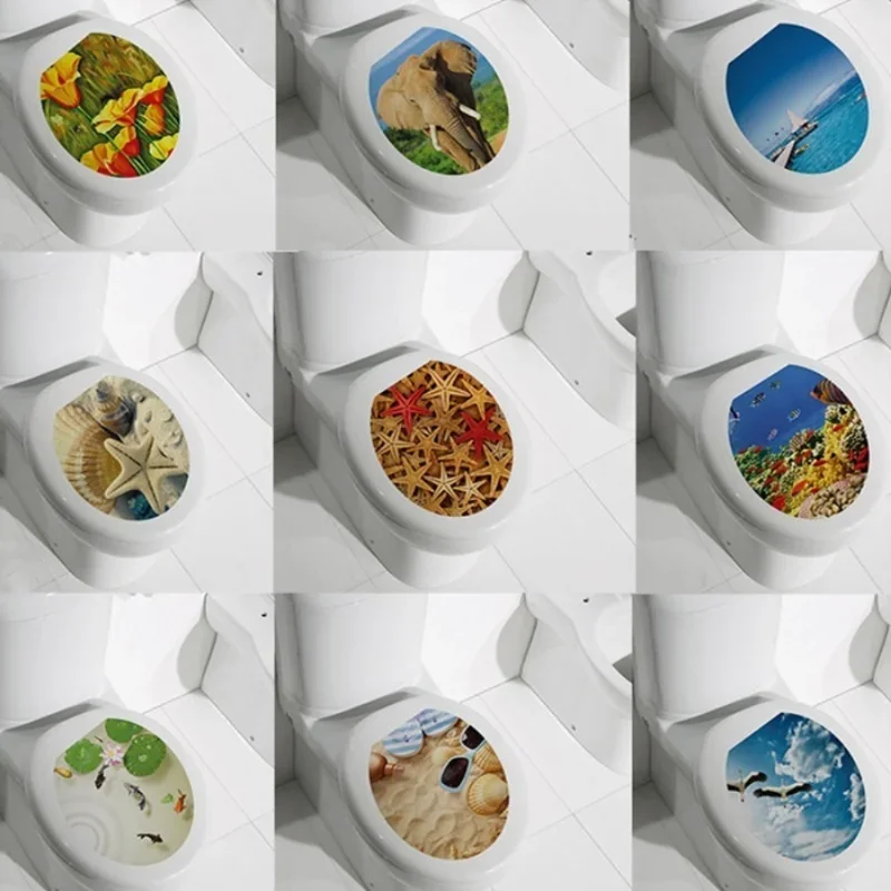 3D Printed View Toilet Stickers Decalcomania Murale Art Decor Sgabello Da Toilette Comò Sticker Decorazione Del Bagno Wc Piedistallo Pan Cover