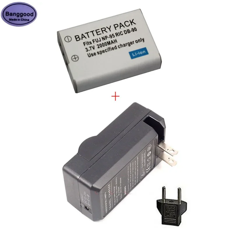 2000Mah Fnp-95 Fnp95 Db-90 Batteria Per Fotocamera Db90 + Caricabatterie Ca Per Fujifilm Np-95 Np95 X30 X100 X100S X100T X-S1 Finepix F30 F31Fd