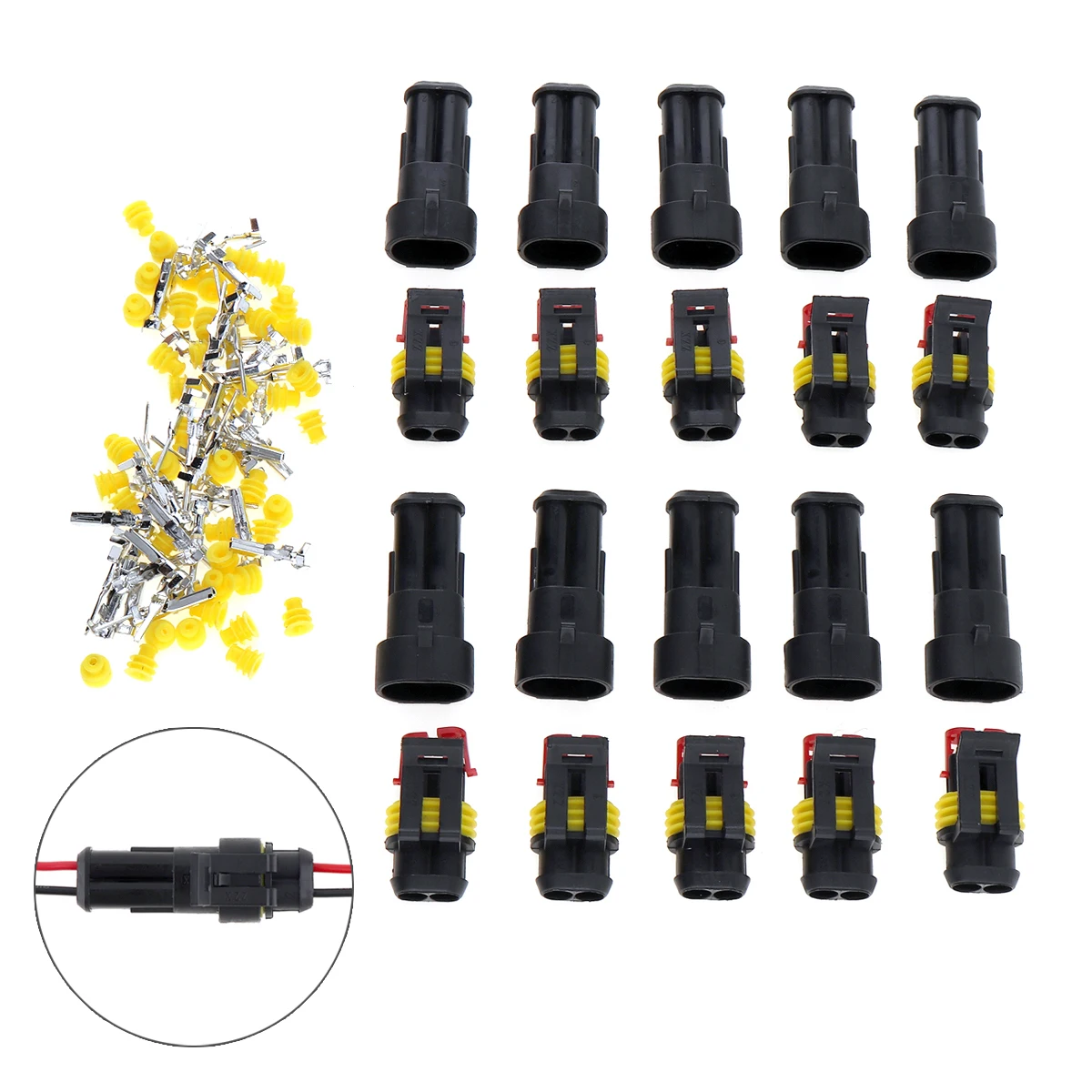 10 Pz/Set 2 Vie Amp Tyco Super Sealed Automotive Wire Connector Terminali Elettrici Per Auto