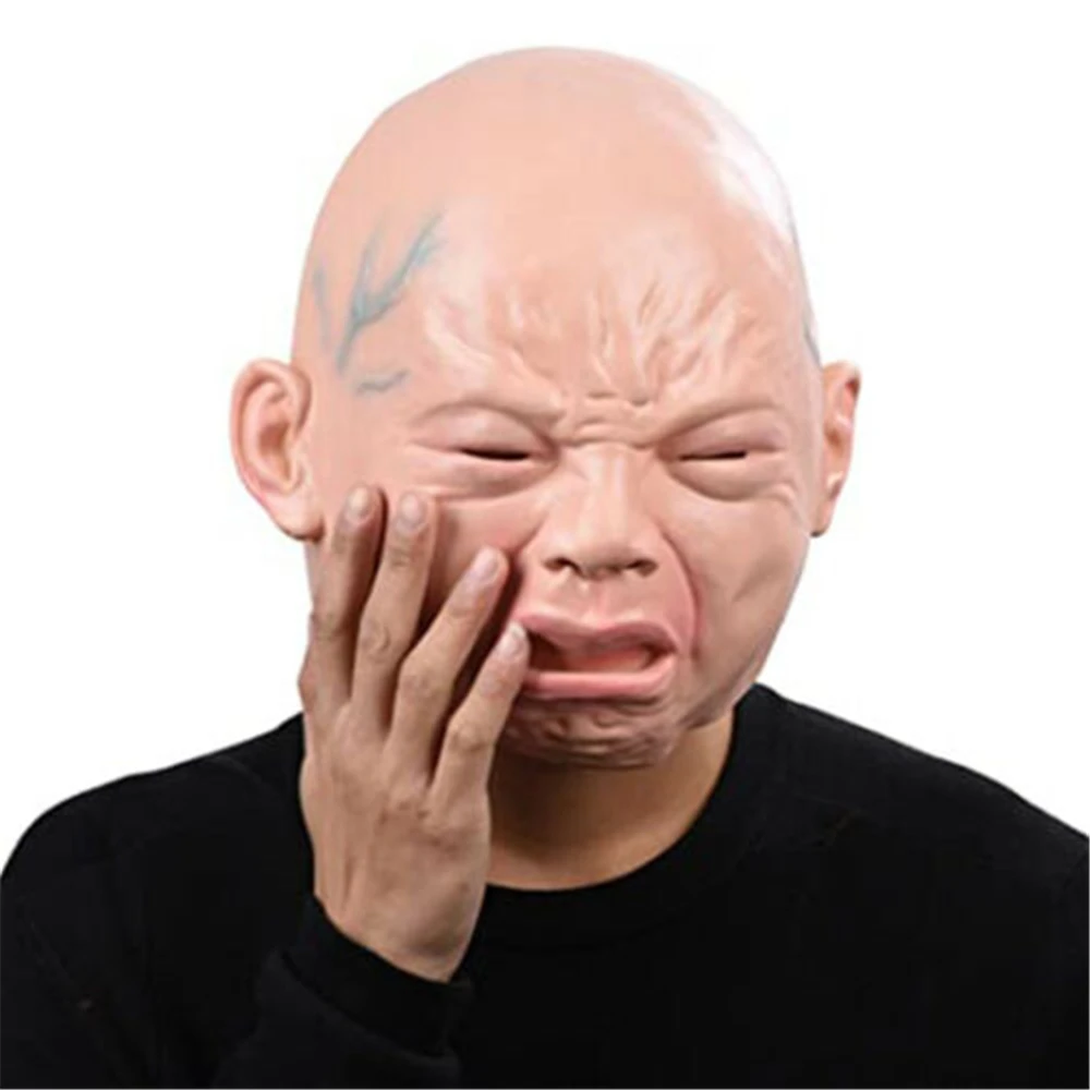Funny Cry Baby Full Head Face Latex Spaventoso Mask Halloween Carnival Party Adult Cosplay Costume Puntelli