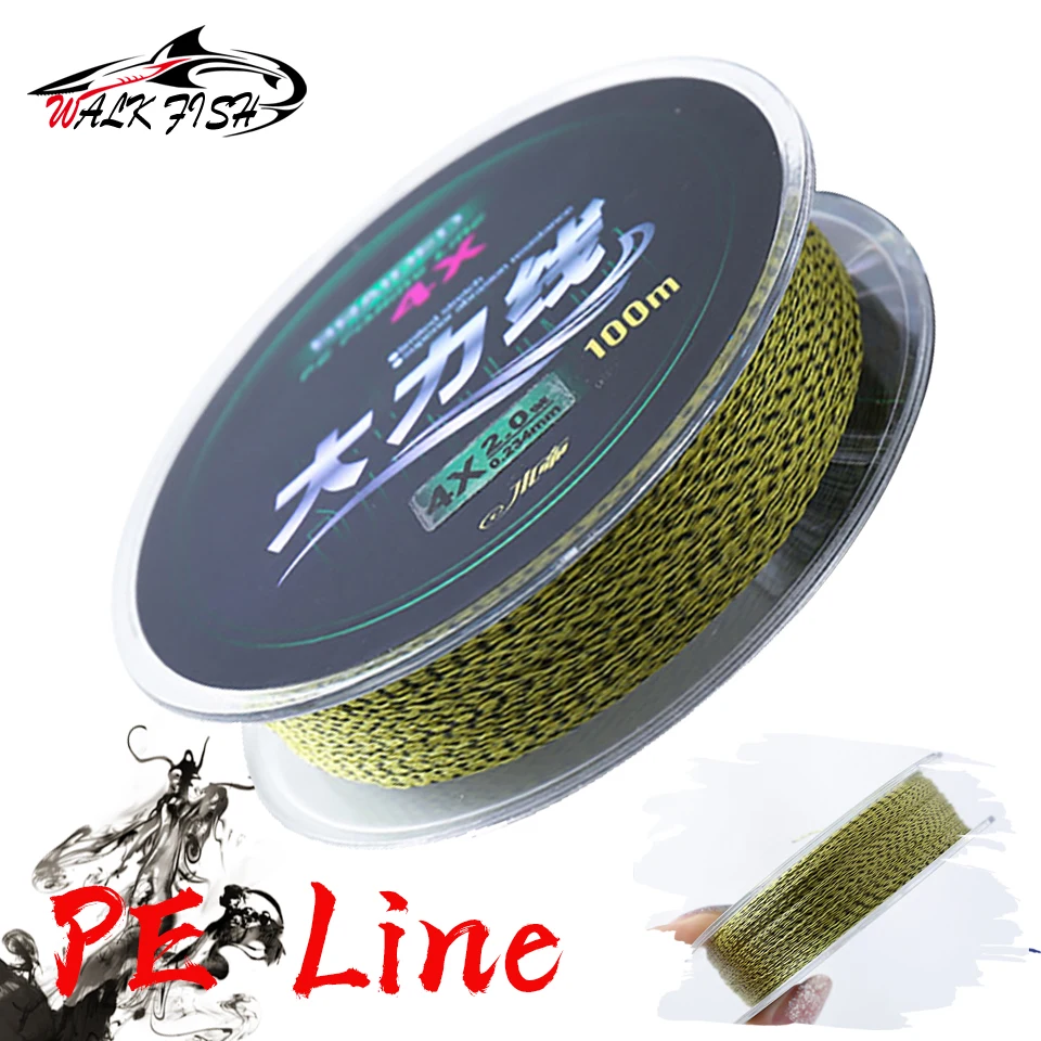 Walk Fish 100M 4/8 Strand Carp Fishing Line Linea Pe Super Strong Fishing Line Linea Intrecciata Lead Core Carp Fishing Line