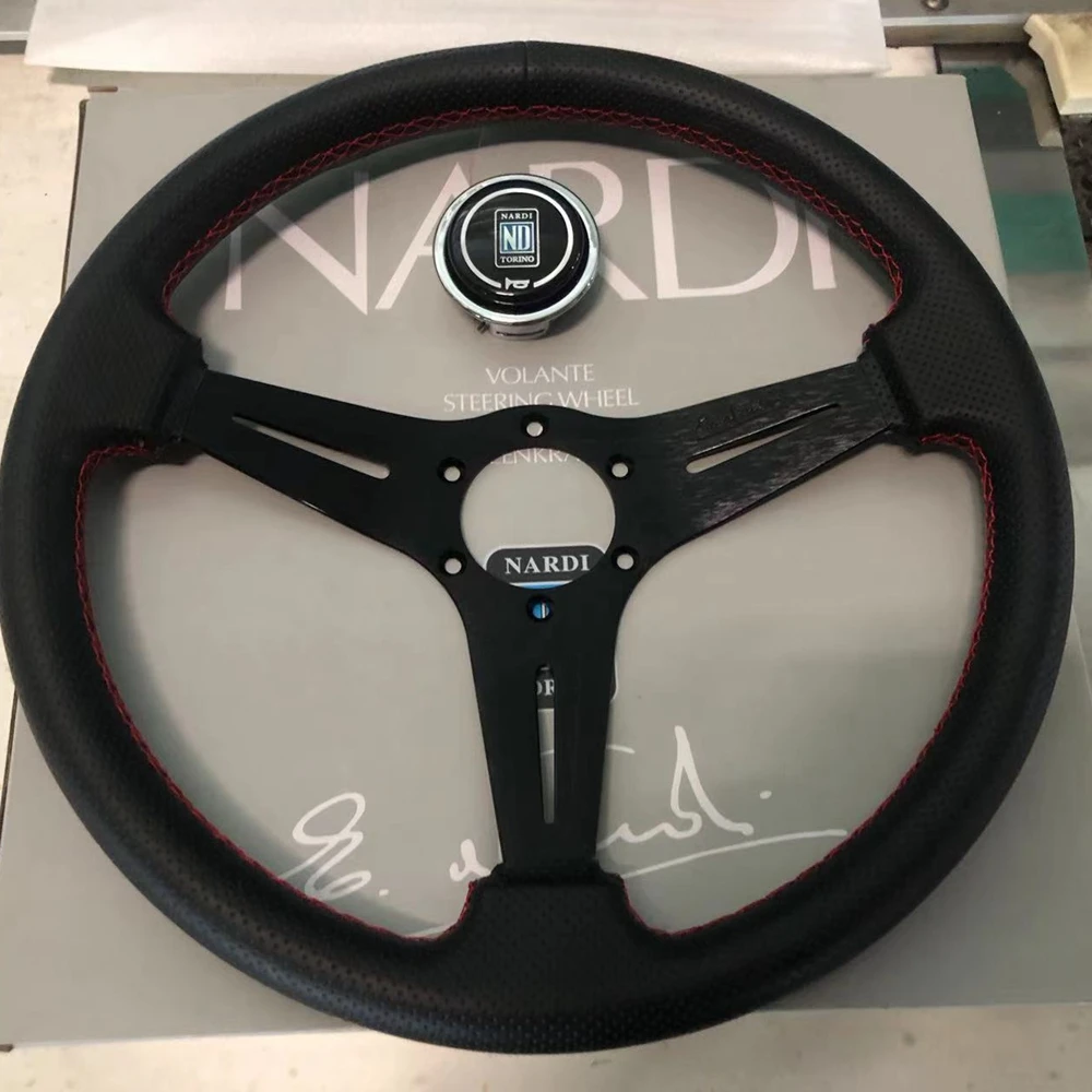 Drift Universal 350Mm Nardi Racing Volante Auto In Pelle Perforata Jdm Volante Volantes Per Vw Honda Toyota Bmw Nissan