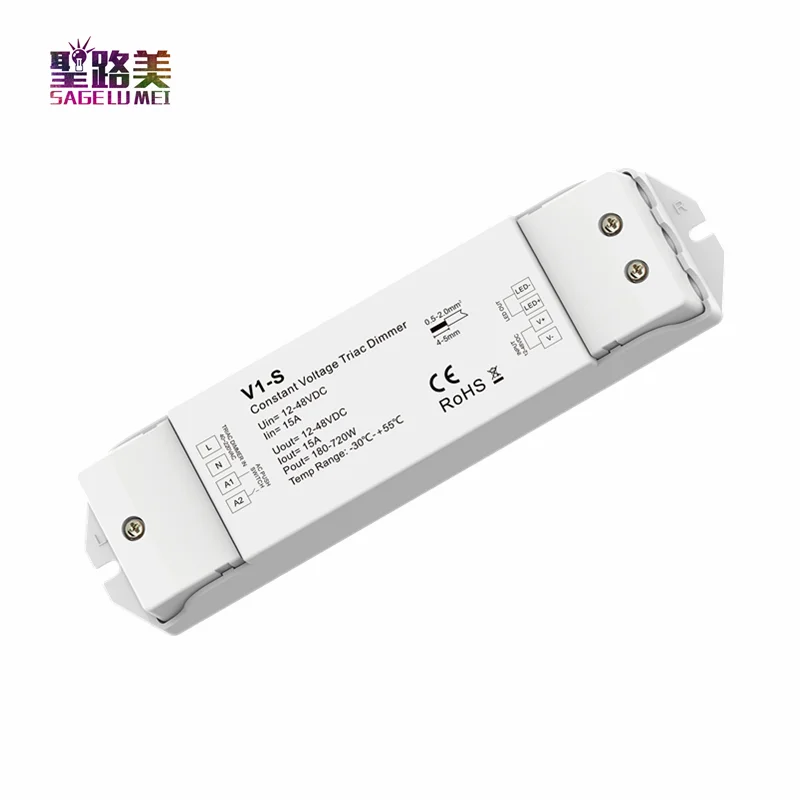 V1-S Triac Dimmer 12V 24V 36V 48V Dc Tensione Costante Ac40V-220V Push Dimmer Per S1-B Ks Rf Led Strip Light Cv Triac Led Dimmer