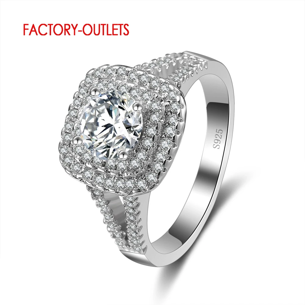 Top Quality Princess Style White Gem Cz Crystal 925 Wedding Finger Crystal Ring Gioielli Di Marca Per Le Donne