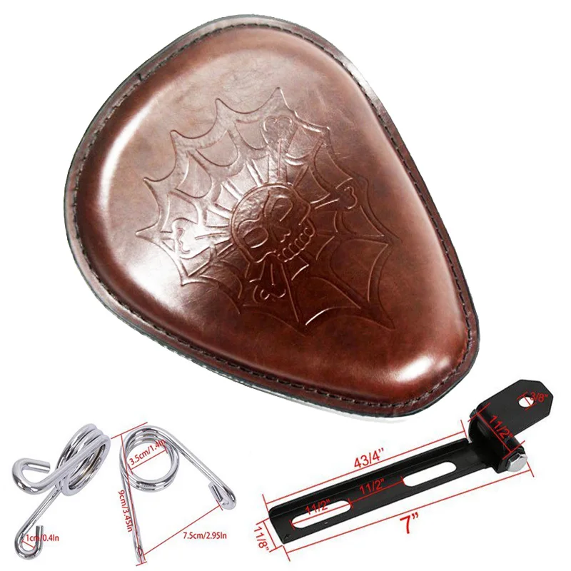 Per Harley Davidson Sportster 883 Xl 883 1200 Xlh1200 750 Vf 750C Coprisedile Singolo In Pelle Nera + Kit Di Montaggio Staffa A Molla Da 3"