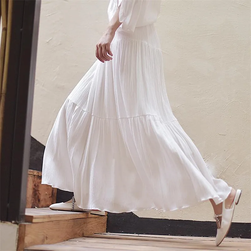 Jupe Plissée Faldas De Algodon Moda Coreana Plus Size Jupe Femme Chic Et Héleggant Primavera Lunga Maxi Gonna Grande Donna