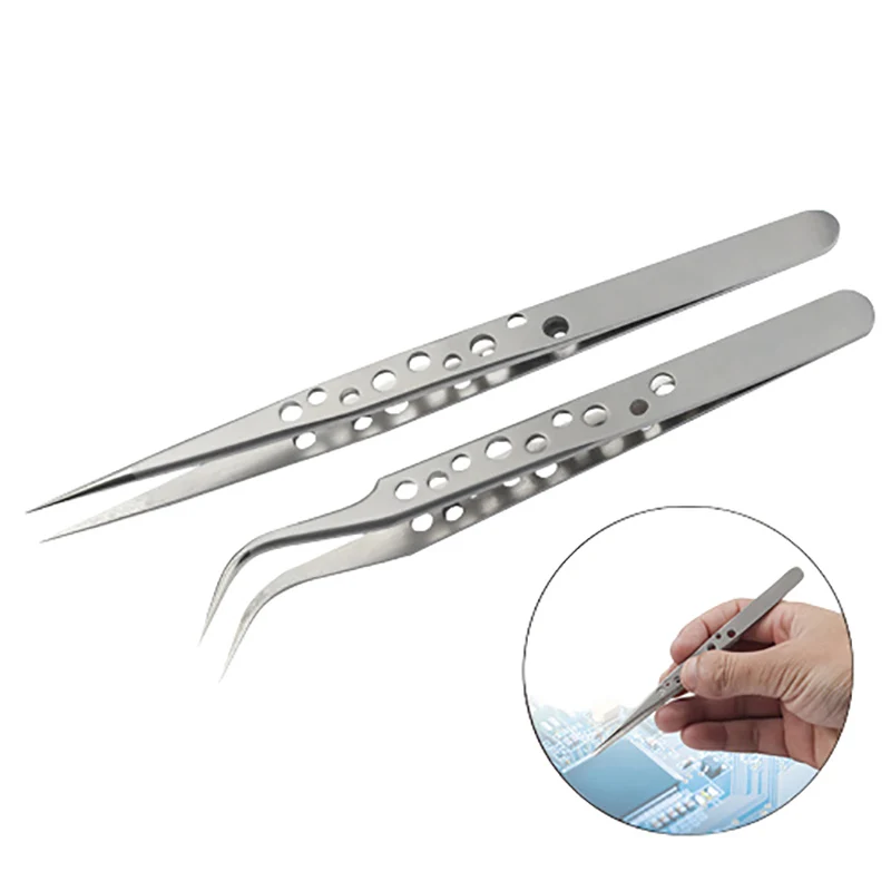 Nuovo Trucco Pinzette Per Ciglia 2 Pezzi Set Pinzette Industriali Di Precisione Pinzas Ciglia Accurate Pinzette In Acciaio Pinzette Strumenti Per Ungh