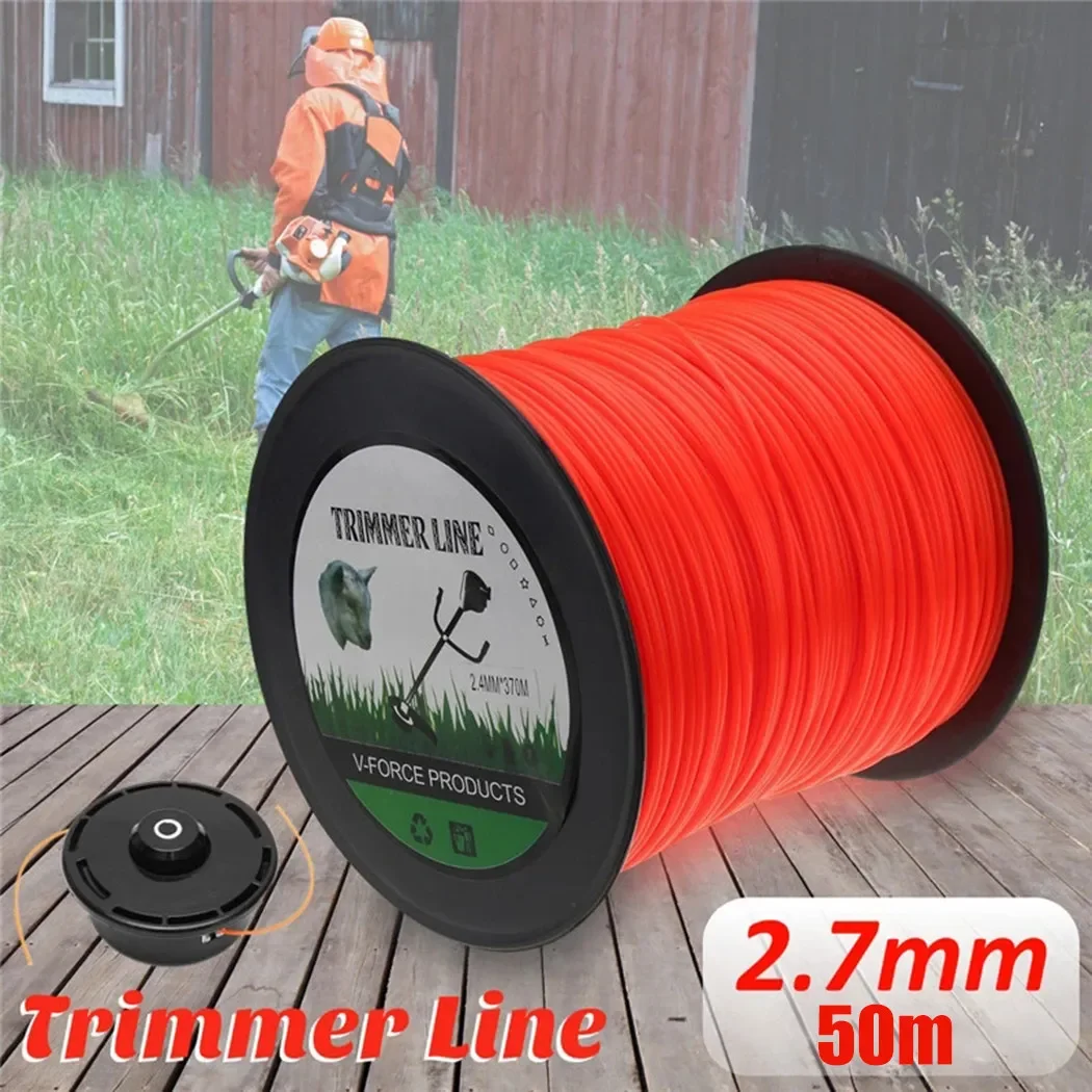 50M Trimmer Line Orange Square Decespugliatore Decespugliatore Decespugliatore Cavo Linea Filo 2.7Mm Per Parti Di Attrezzi Da Giardino Stihl