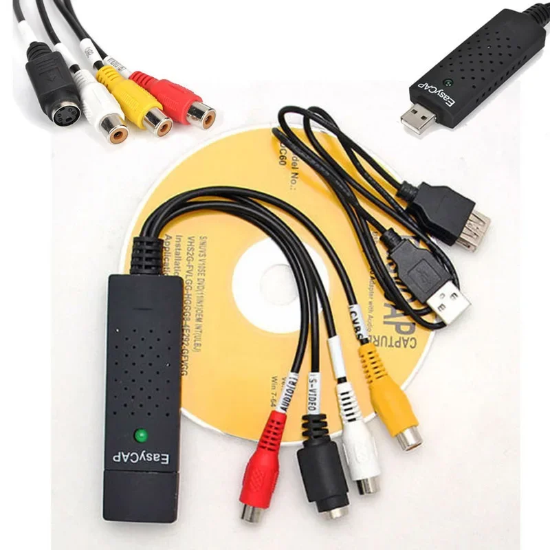 Usb 2.0 Easycap Nuova Acquisizione 4 Canali Video Tv Dvd Vhs Dvr Audio Più Facile Cap Capture Adapter Card Per Computer Cctv Camera Black
