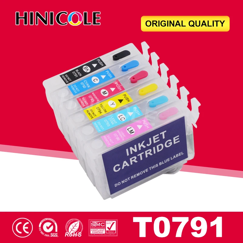 Hinicole Cartuccia Di Inchiostro Riutilizzabile Stylus Photo 1400 1500W P50 Artisan 1430 Px650 Cartucce Della Stampante Per Epson T0791