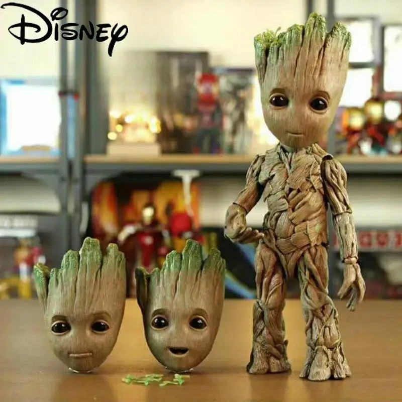 The Avengers Disney Groot Little Tree Man Anime Movie Character Modeling Figure Mobile Joint Cute Model Christmas Holiday Gift