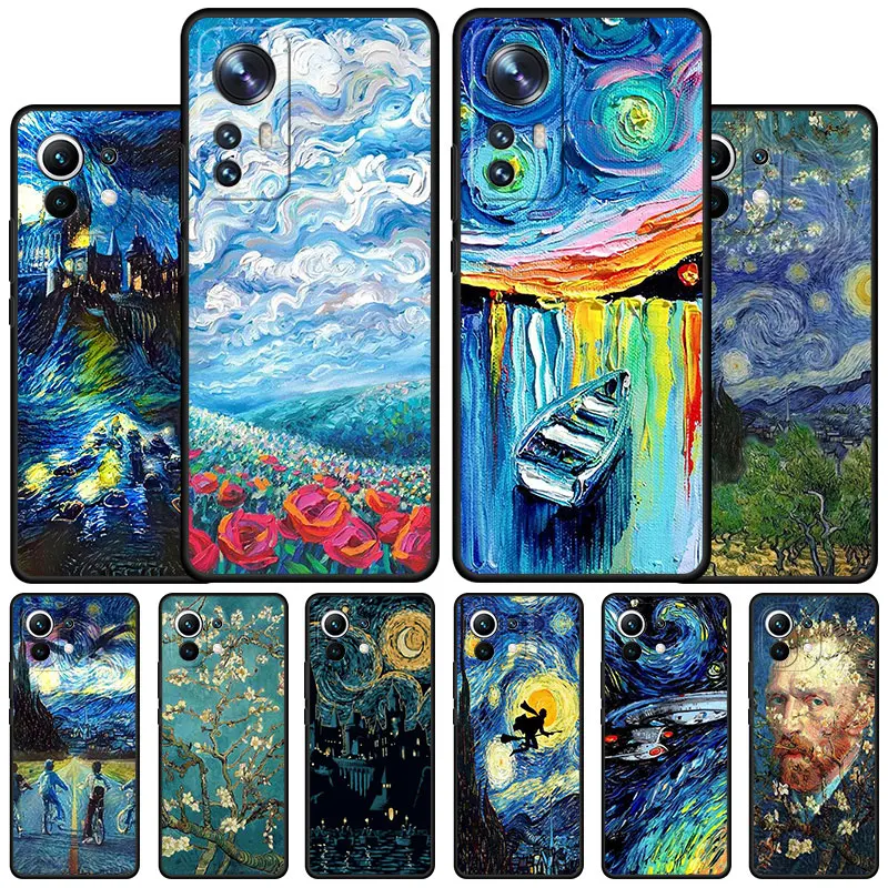 Estetica Van Gogh Paint Case Coque Per Xiaomi Mi 10 12X 12S 12 Pro 11 Lite 10T 11X 11I 11T 10S 11 Ultra 11T Black Soft Cover