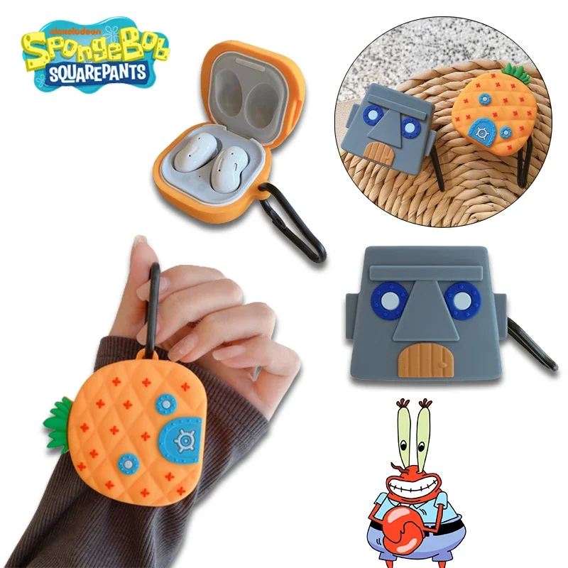 Custodie Per Auricolari Spongebob Per Samsung Galaxy Buds2 Pro Live Anime Cute Pineapple House Squidward House Custodia Per Cuffie Bluetooth