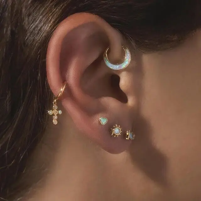 Orecchini A Forma Di Sole In Argento Sterling 100% Con Castone In Argento Sterling 925