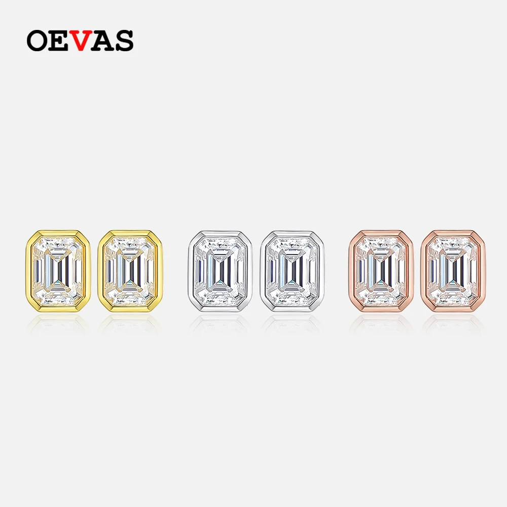 Oevas 100% 925 Sterling Silver 1 Carat Square Moissanite Diamond Stud Orecchini Per Le Donne Sparkling Wedding Party Fine Jewelry