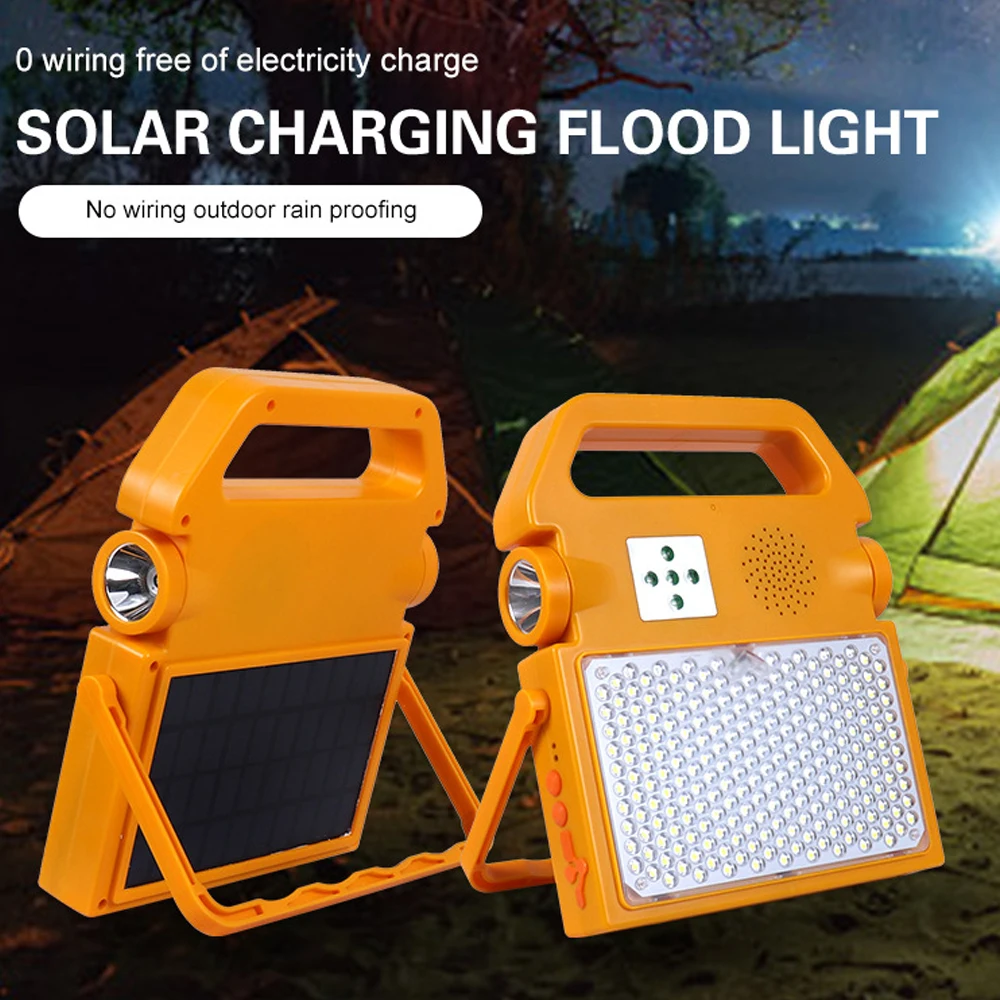 100W Portable Solar Work Light Bluetooth Audio Usb Rechargeable Searchlight Flood Light Emergency Output Spotlight Waterproof