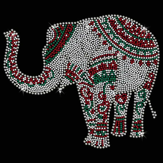 2 Pz/Lotto Elefante Iron On Bling Transfer Design Ferro Sul Trasferimento Di Strass Fix Patch Per La Camicia Hot Fix Disegno Di Pietra