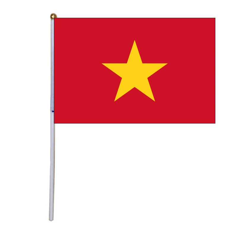 Spedizione Gratuita Xvggdg 100 Pz 14*21Cm Vietnam Mano Ondeggiando Bandiera Nazionale Poliestere Vietnam Bandiera Mano
