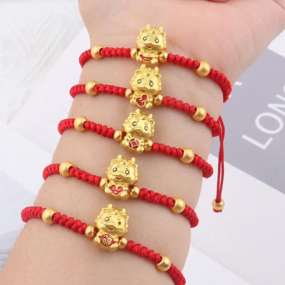 Bracciale Dragon Year Golden Zodiac Dragon Lucky Dragon Bracciale Con Corda Rossa Di Capodanno Accessori Per Gioielli Regalo Festivo