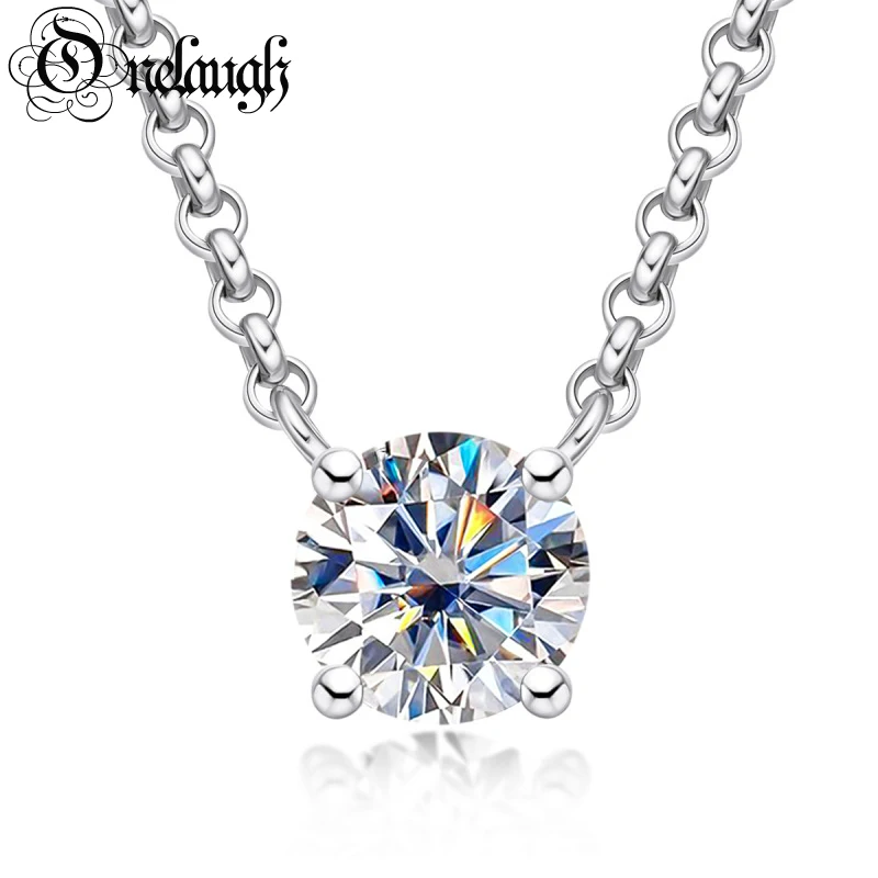 Onelaugh Solid 1Ct D Color Moissanite Collana Con Ciondolo In Diamante 925 Argento Moissanite Lab Collana Di Fidanzamento Con Diamanti Simulati