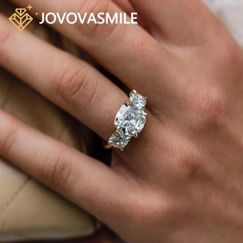 Jovovasmile 4.2 Carati 9.5Mm Old Mine Cut Side Moissanite 6*5Mm Old Mine Moissanite Diamond Ring Con Certificato