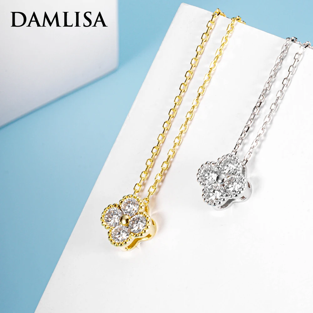 Damlisa 3Mm Round Brilliant Cut D Color Collana Con Ciondolo Moissanite 925 Argento 18 Carati Color Oro Diamond Test Collana Con Gemme Del Passato