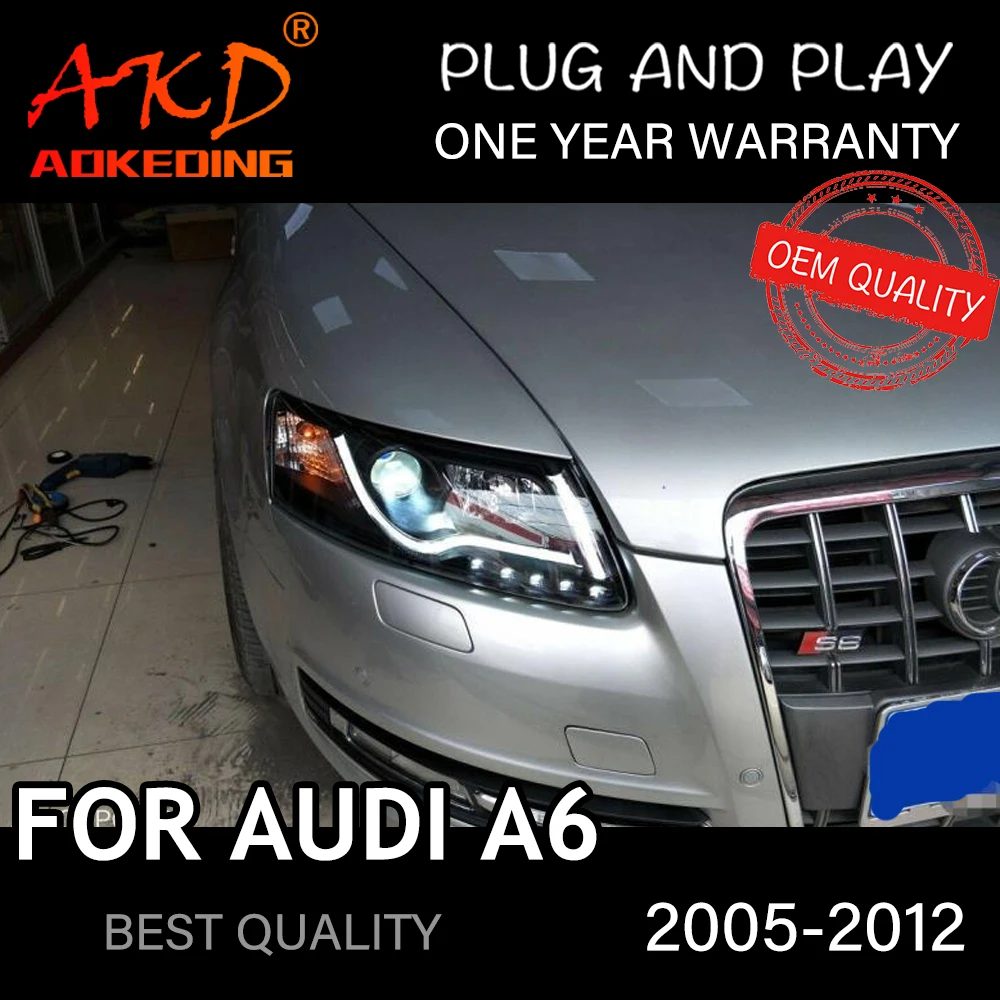 Faro Per Audi A6 2005-2011 Auto Led Товары Led Drl Hella Xenon Lens Hella Hid H7 A6L C5 Accessori Auto