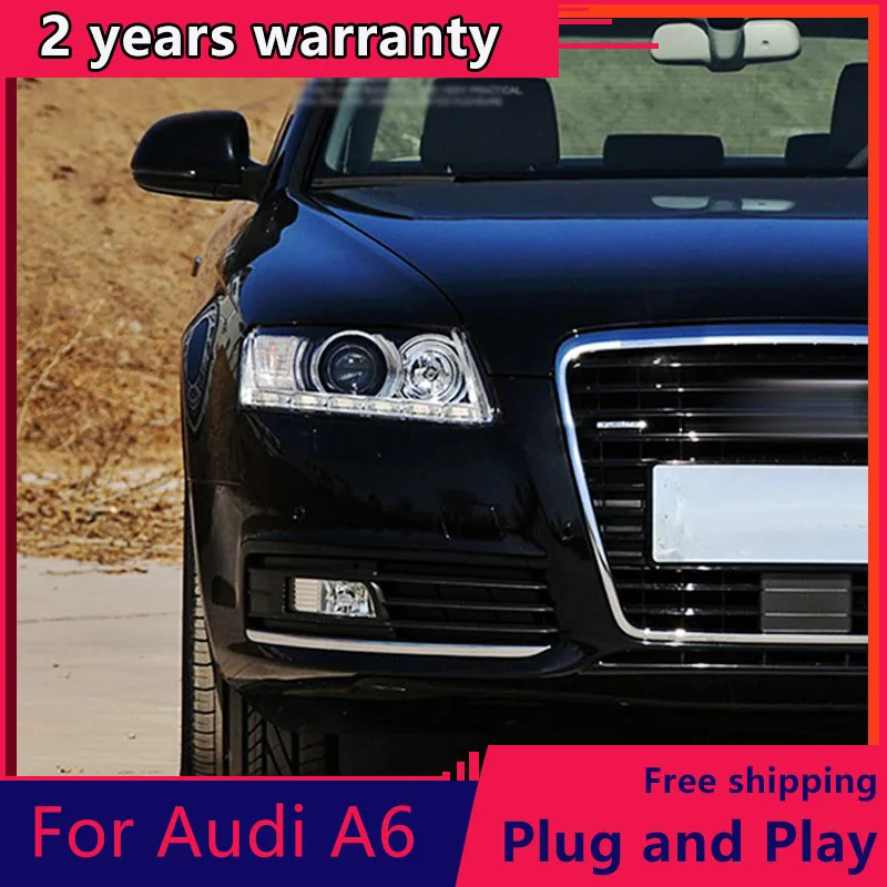 Kowell Car Styling Per Fari Audi A6L 2005-2011 A6 Led Faro Drl Lens Double Beam Hid Kit Xenon Bi Xenon Lens