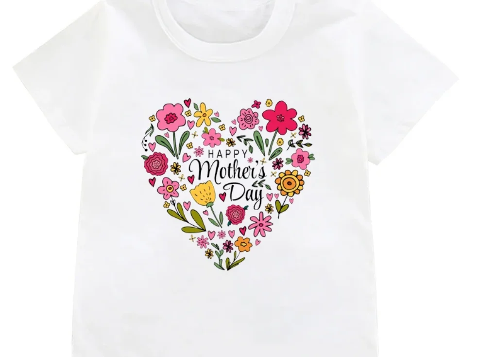 Happy Mother'S Day Printed Children Tshirt Girls Flower T Shirt Baby Manica Corta Mom Day For Boys White Tops