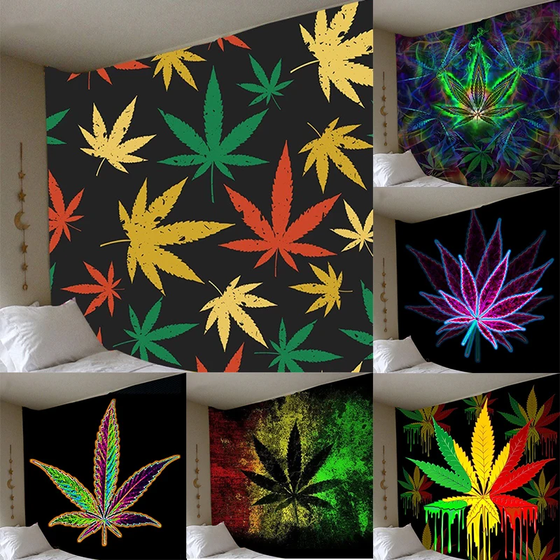 Boho Decor Home Trippy Weed Leaf Tapestry Hippie Murale Chambre Room Wall