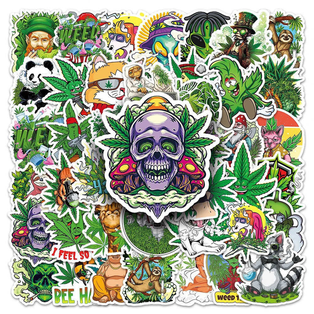 10/30/50Pcs Funny Weed Character Cool Stickers Graffiti Skateboard Custodia Per Telefono Moto Fumo Impermeabile Decalcomanie Fai Da Te Decor