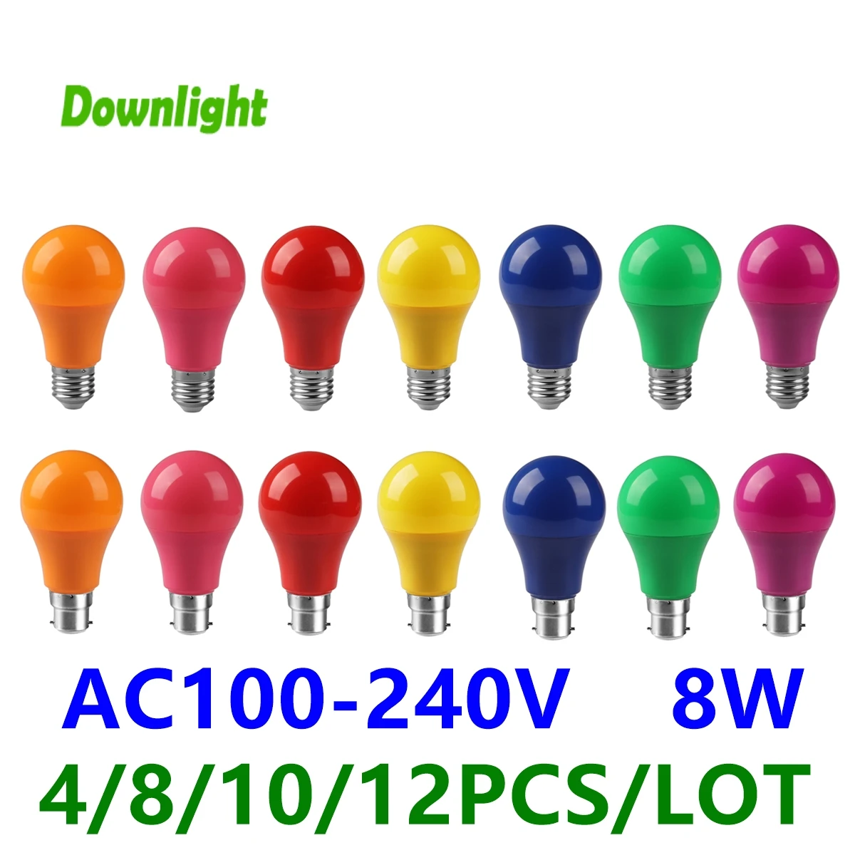 Led Lampadina Colorata Lampada Bomlillas E27 B22 Base Colorata Led Light Lampada Ampoule 8W Ac 100-240V Torcia A60 Lampadine Home Decor