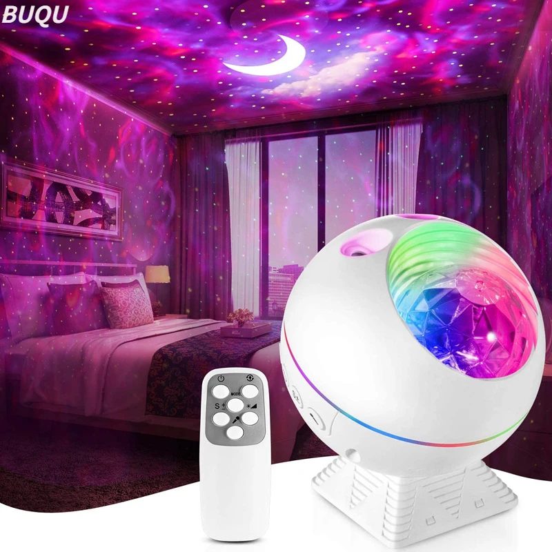 Buqu Starry Sky Projector Night Light Child Blueteeth Usb Music Player Star Projector Lampada Di Proiezione Romantica Per Regalo Per Bambini