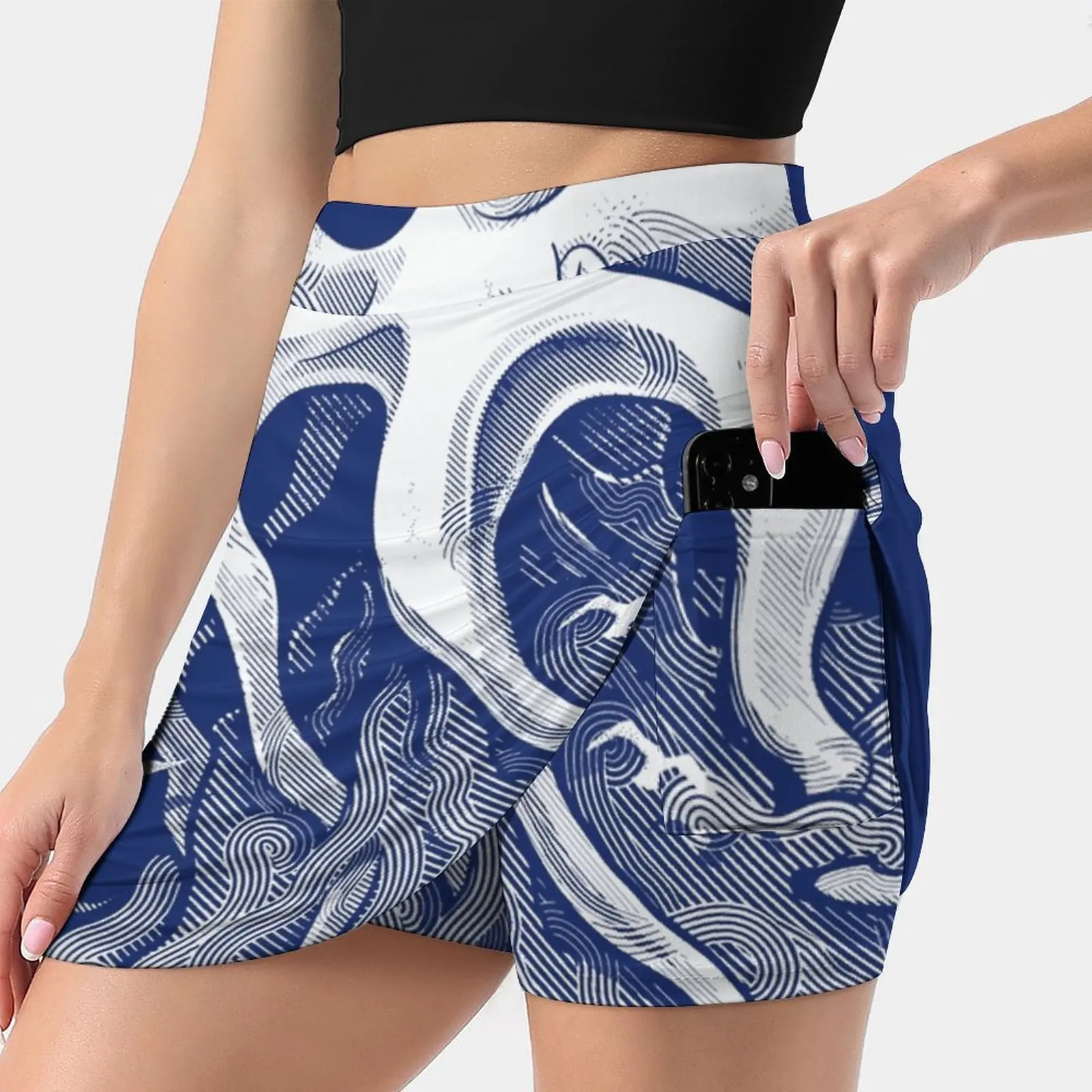 Gonna Sportiva Moda Donna Nuvola Profonda Con Tasche Tennis Golf Running Gonne Octopus Sky Sea Bird Birds Cloud Clouds