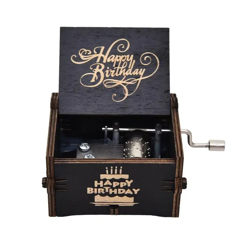 Hand Crank Music Box Mini Carved Wooden Hand Cranked Musical Box 18 Tones Music Theme     Birthday Gifts For Children Girlfriend