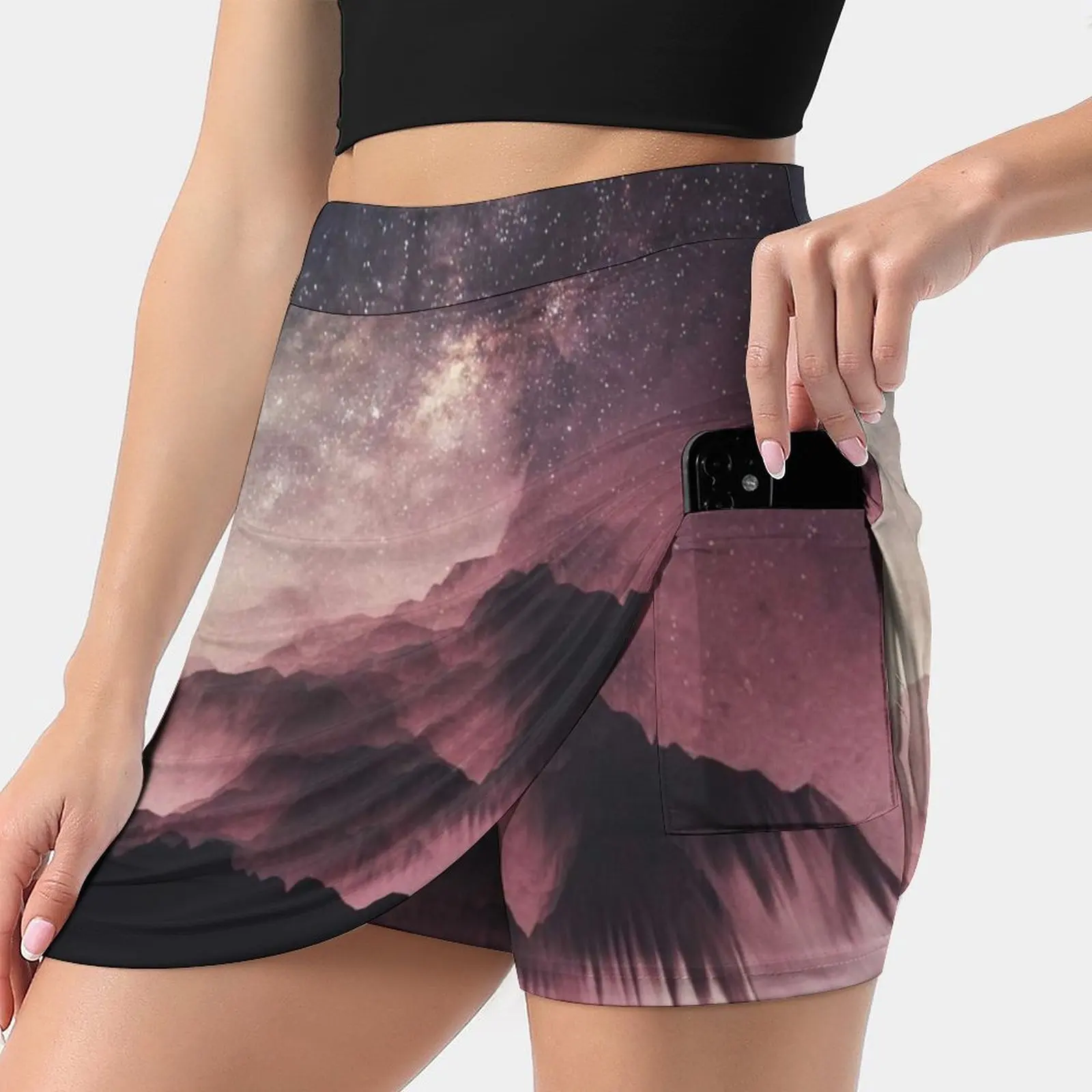 Gonne Notturne Donna Moda 2022 Pant Skirt Minigonne Office Gonna Corta Glitch Night Silhouette Stars Sky Graphic Photo